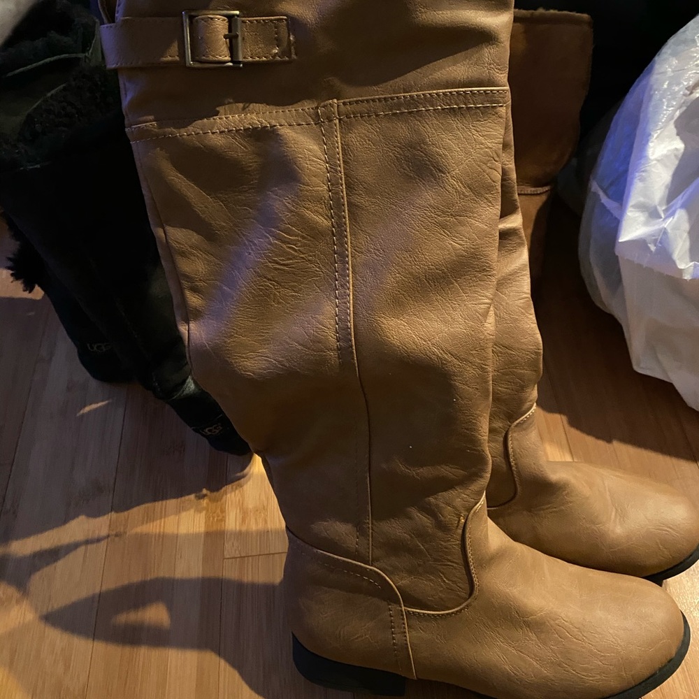 Brown leather boots